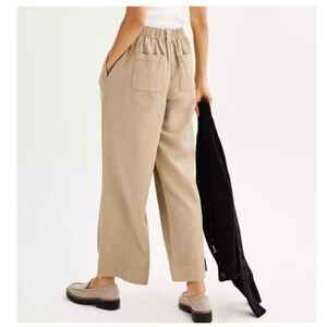 453 Women's Khaki Wide Leg Pants Casual High Rise Trousers with Pockets